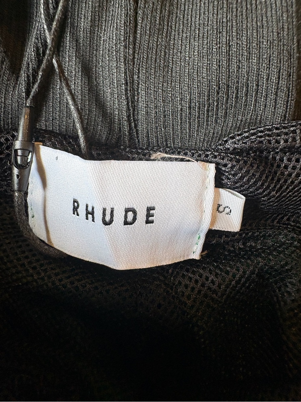 Rhude Green Mesh Athletic Shorts with Yellow Drawcord - Picture 5 of 7